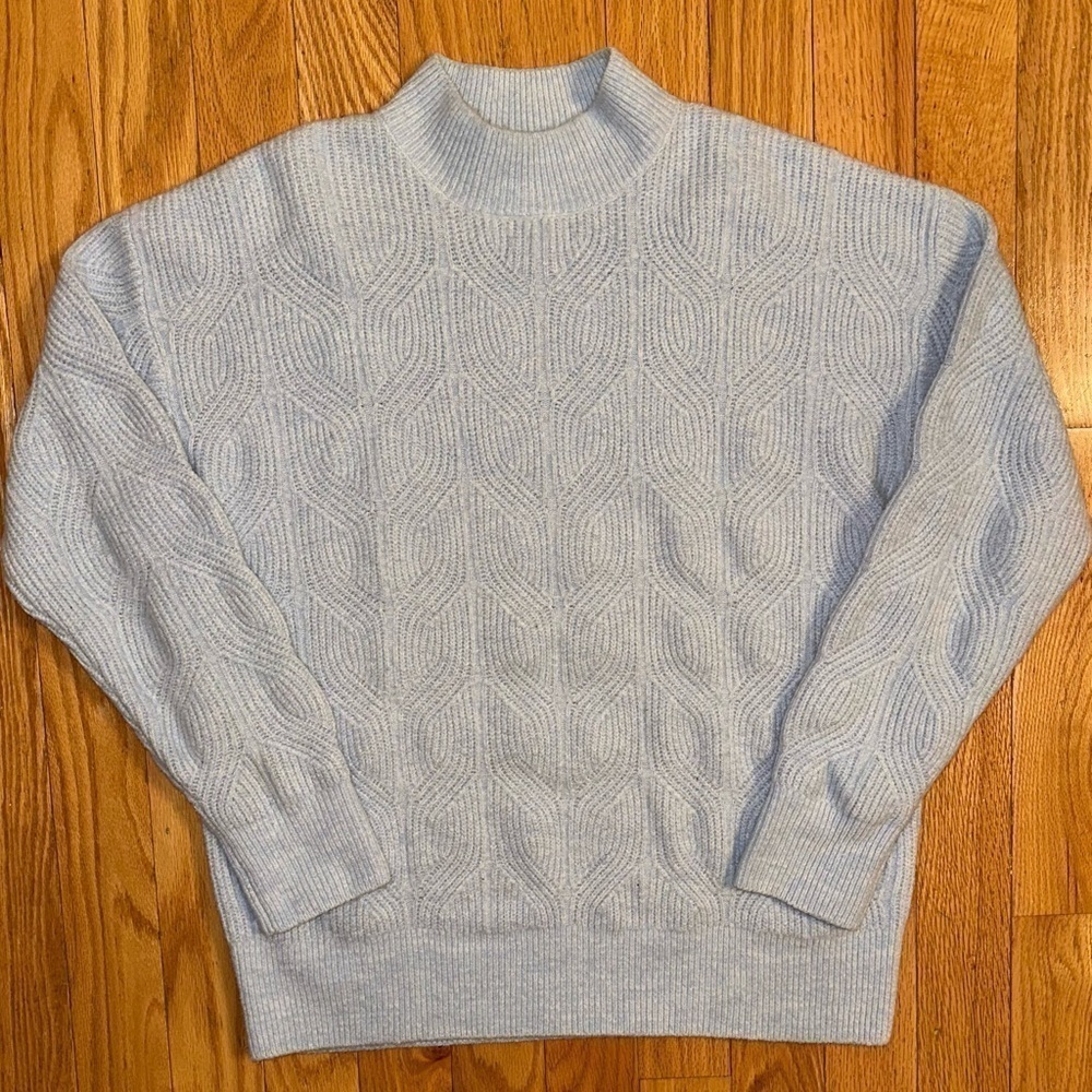 Scotch & Soda Cable Knit Sweater High Neck Soft Light Blue Women’s Size XL
